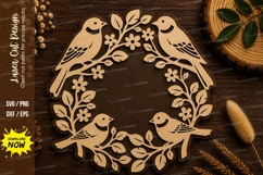 Bird Wreath Laser Cut SVG File bird wreath svg, bird svg, Product Image 1