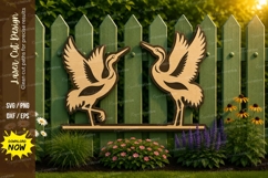Flying Cranes Laser Cut SVG File flying crane svg, crane bir Product Image 1