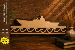 Boat Waves Border Laser Cut SVG File boat border svg, boat Product Image 1