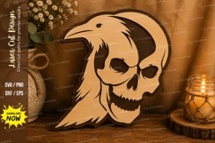 Raven Skull Laser Cut SVG File raven skull svg, gothic raven Product Image 1