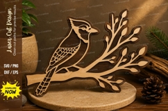 Cardinal Branch Laser Cut SVG File cardinal bird svg, cardin Product Image 1