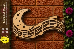 Moon Music Notes Laser Cut SVG File moon music svg, crescent Product Image 1