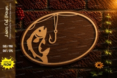 Fishing Hook Frame Laser Cut SVG File fishing hook svg, fish Product Image 1