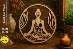 Meditation Woman Laser Cut SVG File meditation woman svg Product Image 1
