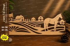 Horse Farm Landscape Laser Cut SVG File horse farm landscape Product Image 1