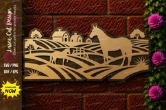 Horse Farm Scene Laser Cut SVG File horse farm svg, horse Product Image 1