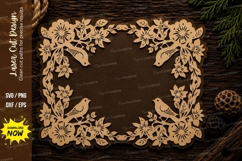 Floral Rectangle Frame Laser Cut SVG File floral rectangle Product Image 1