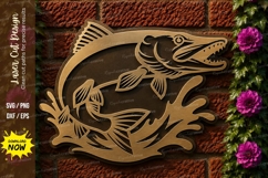 Jumping Bass Fish Laser Cut SVG File jumping bass fish svg, Product Image 1