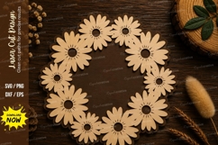 Daisy Flower Wreath Laser Cut SVG File daisy wreath svg Product Image 1