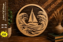Sailboat Ocean Waves Laser Cut SVG File sailboat svg, ocean Product Image 1