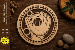 Baseball Glove Circle Laser Cut SVG File baseball glove svg, Product Image 1