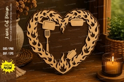 BBQ Tools Heart Laser Cut SVG File bbq tools svg, grill tool Product Image 1