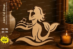 Mermaid Music Notes Laser Cut SVG File mermaid svg, musical Product Image 1