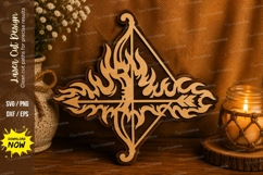 Flame Cross Wall Art Laser Cut SVG File cross svg, flame Product Image 1