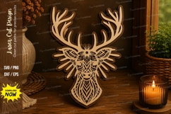 Mandala Deer Head Laser Cut SVG File deer svg, deer head svg Product Image 1