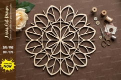 Floral Mandala Laser Cut SVG laser cut svg, floral mandala Product Image 1