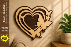 Butterfly Heart Love Frame laser cut svg File Product Image 1