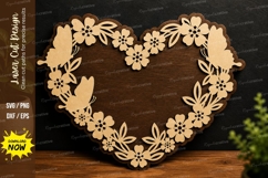 Floral Heart Butterfly laser cut svg File Product Image 1