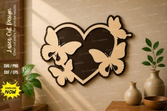 Butterfly Heart Frame laser cut svg File butterfly heart SVG Product Image 1