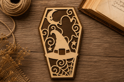 Black Cat Coffin Decor Laser Cut SVG File black cat svg, Product Image 1