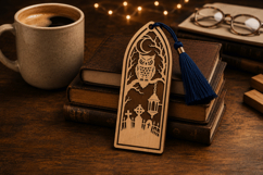 Owl Graveyard Bookmark Laser Cut SVG File owl bookmark svg, Product Image 1