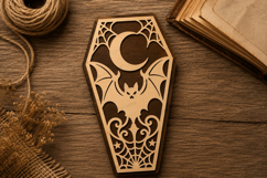 Bat Coffin Keychain Laser Cut SVG File bat keychain svg Product Image 1