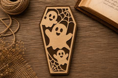Three Ghosts Coffin Bookmark Laser Cut SVG File ghost bookma Product Image 1