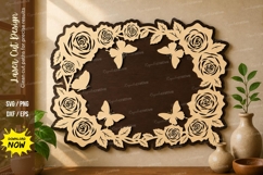 Floral Rose Frame laser cut svg File floral rose frame laser Product Image 1
