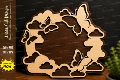 Cloud Butterfly Circle Frame laser cut svg File cloud butter Product Image 1