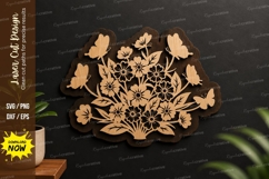 Butterfly Floral Basket Laser Cut Svg Design floral basket Product Image 1