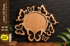 Butterfly Circle Frame Laser Cut Svg Design butterfly circle Product Image 1
