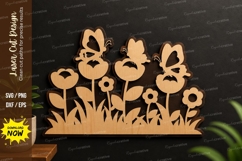 Butterfly Flower Garden Laser Cut Svg Design butterfly flowe Product Image 1