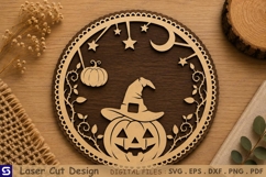 3D Halloween Witch Hat Pumpkin Layered Laser Cut File Product Image 1