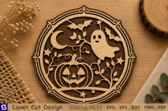 3D Halloween Ghost Pumpkin Layered Laser Cut File Product Image 1