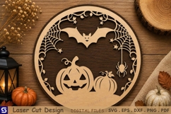 3D Halloween Bat Spider Web Layered Laser Cut File Product Image 1