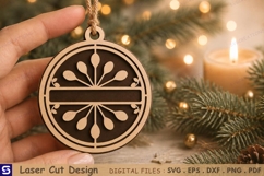 3D Christmas Floral Burst Split Monogram Ornament Laser Cut Product Image 1