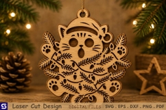 3D Christmas Shocked Cat Lights Garland Ornament Laser Cut Product Image 1