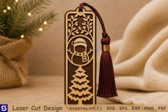 3D Winter Snowman Christmas Tree Bookmark Laser Cut File Product Image 1