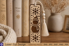 3D Winter Snowman Snowflakes Bookmark Laser Cut File Product Image 1