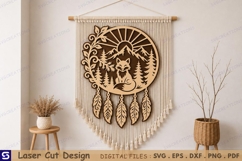 3D Fox Mountain Sunrise Dreamcatcher Wall Hanging Laser Cut Product Image 1