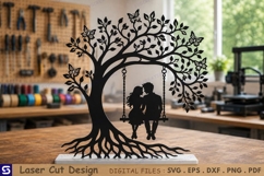 3D Butterfly Tree Couple Swing Tabletop Decor Laser Cut File Product Image 1