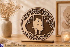 3D Circular Couple Tree Swing Tabletop Decor Laser Cut File Product Image 1