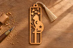 Rectangle Celestial Cat Star Bookmark Laser Cut SVG, Product Image 2