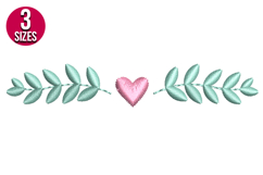 Leaf Border with Heart Machine Embroidery Design Product Image 1