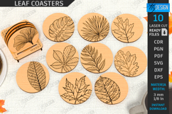 Round Fall Leaves Coasters Laser Cut Set, Autumn Table Decor Product Image 1
