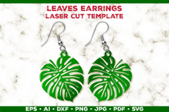 Leaves Earrings Laser Cut SVG Template, Botanical Leaf Earri Product Image 1