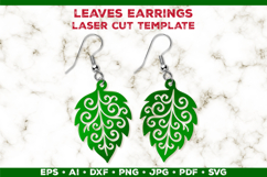 Leaves Earrings Laser Cut SVG Template, Botanical Leaf Earri Product Image 1
