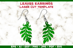 Leaves Earrings Laser Cut SVG Template, Botanical Leaf Earri Product Image 1