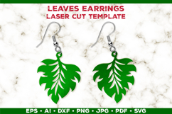 Leaves Earrings Laser Cut SVG Template, Botanical Leaf Earri Product Image 1