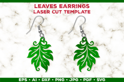Leaves Earrings Laser Cut SVG Template, Botanical Leaf Earri Product Image 1